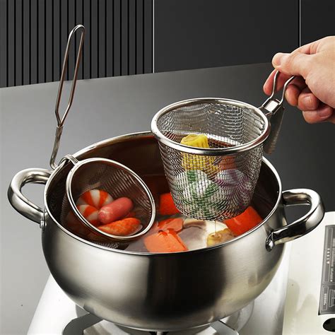 Oukeai Wall Mounted Hot Pot Colander 304 Stainless Steel Mesh Drain Household Spicy Hot Hanging