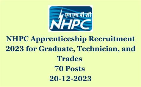 Nhpc Apprenticeship Recruitment 2023 For Graduate Technician And