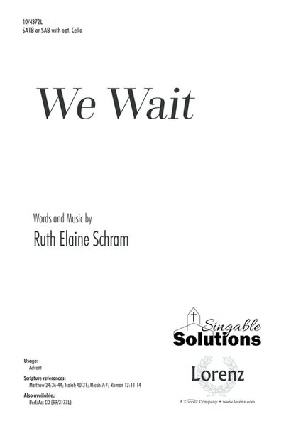 We Wait By Ruth Elaine Schram 4 Part Digital Sheet Music Sheet