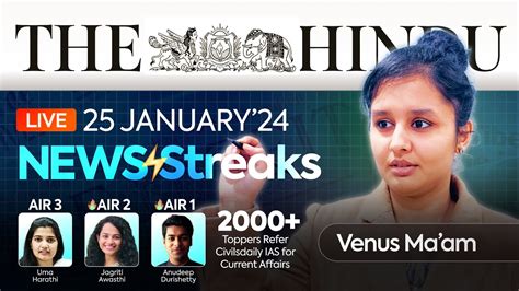 25Jan 2024 The Hindu Analysis By Venus Ma Am Daily News Streaks