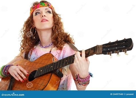 Beautiful Girl Playing Guitar Stock Photo Image 24497548