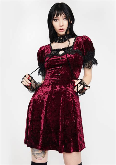 Dark In Love Classic Nightingales Velvet Dress Dolls Kill