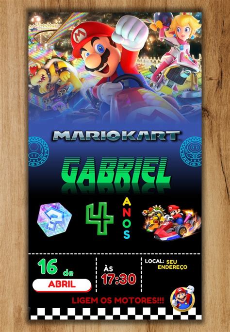 Convite Digital Mario Kart Elo Produtos Especiais