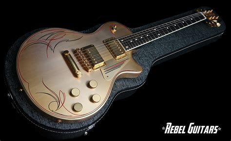 James Trussart Satin Gold Pinstripe SteelDeville | Rebel Guitars