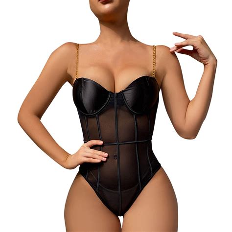 Gwaabd Lingerie For Women Plus Size Lingerie For Women Pc Leather Teddy Bodysuit Lingerie
