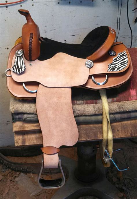 Custom Barrel Racing Saddle Accented With Zebra Print Spot And Bling