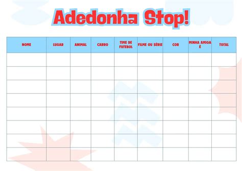 Como Brincar De Adedonha - Adedonha - STOP: Turbine a Alfabetização e o Raciocínio Jogando!