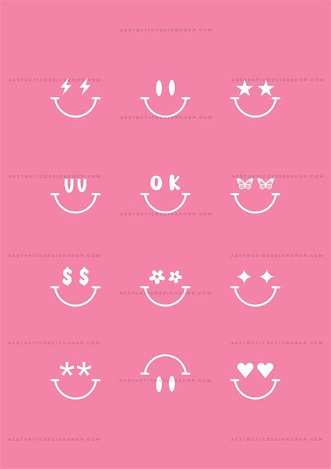 Preppy Smileys Pink Aesthetic Image For Wall Collage And Creative