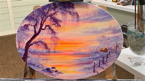 How To Paint On An OVAL CANVAS Landscape Painting Tutorial YouTube