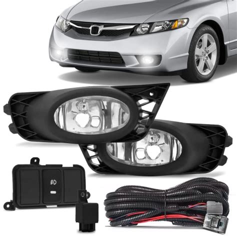 Kit Farol de Milha New Civic 2009 a 2011 Auxiliar Neblina Botão