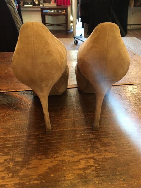 YSL Nude Suede Tribute Platform Pump Heels Size GU Gem