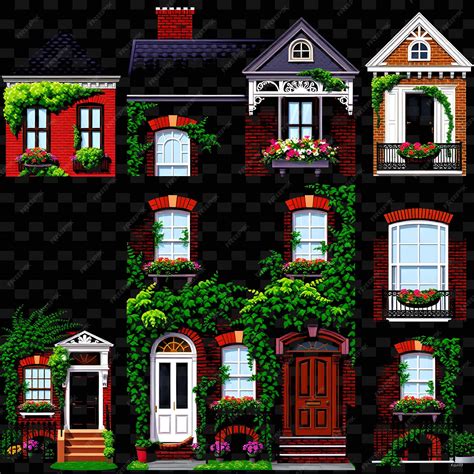 Set Victorian Home With Ivy Brick Exterior Ivy Climbing Up the Walls F