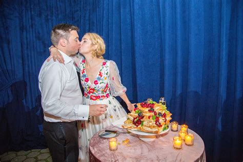 Modern Naked Wedding Cake With Berries