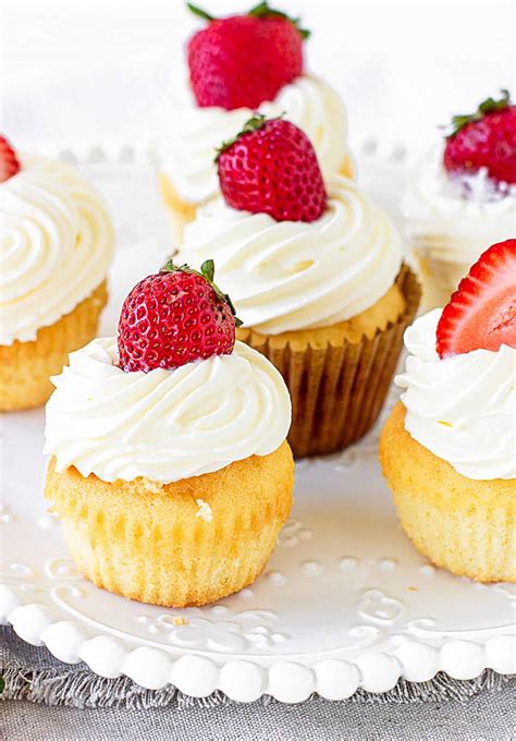 Vanilla Cupcakes With Strawberry Frosting