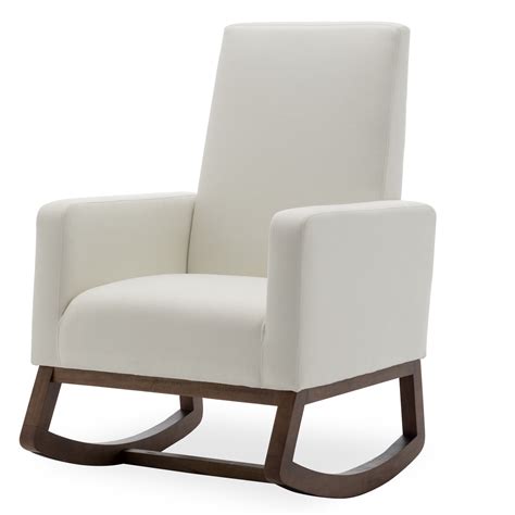 BELLEZE Modern Rocking Chair Upholstered Fabric High Back Arm chair Padded Seat For Living Room ...