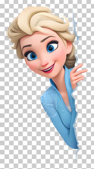 Princess Elsa Peeking Out Blonde Animated Character Peeking With Blue Eyes PNG