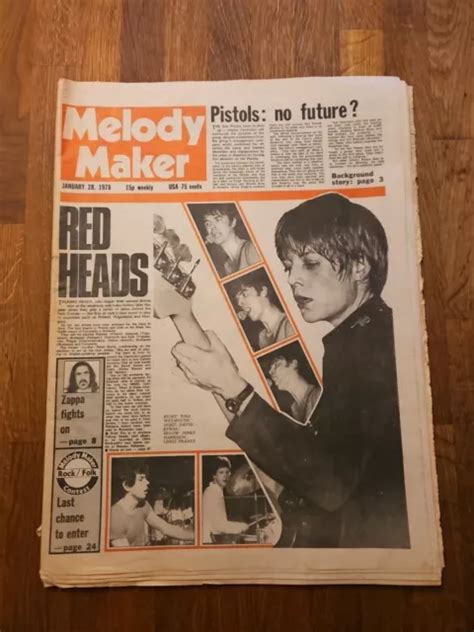 MELODY MAKER JANUARY 28th 1978 Talking Heads Cover Sex Pistols No Future 16 00 PicClick UK