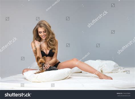 Sexy Natural Blonde Woman Puppy Shutterstock