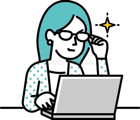 Illustration Of A Woman Who Proudly Operates A Laptop Computer Stock