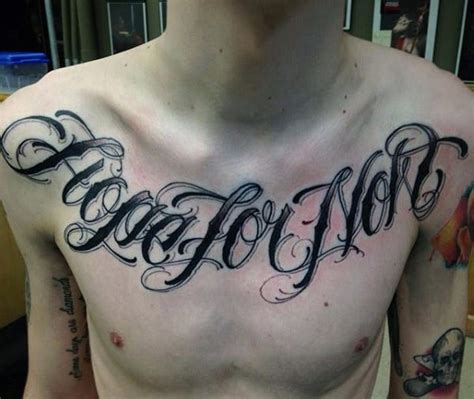 Collar Bone Script Tattoos For Men