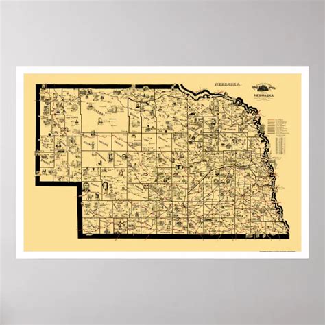Nebraska Railroad Map 1897 Poster Zazzle