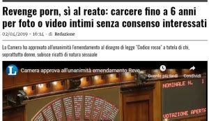 Revenge Porn è Legge Helpis onlus bullismo Panchina Gialla