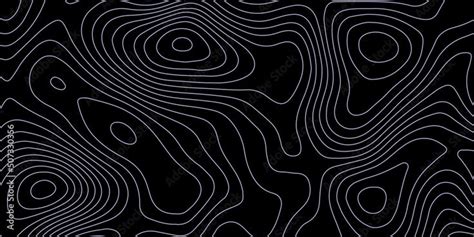 Luxury Black Abstract Topographic Map Background With Black Lines