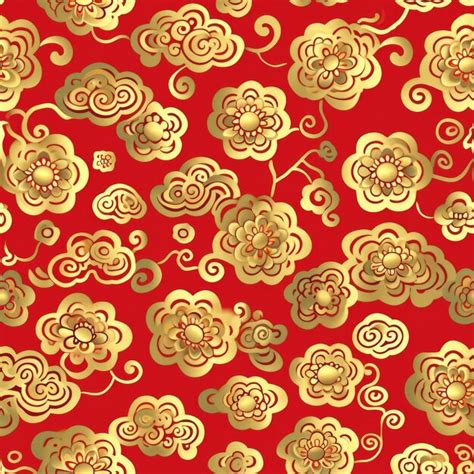 Premium Photo Red Background With Gold Flowers And Swirls