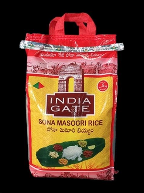 India Gate Sona Masoori Rice Packaging Type PP Bag Packaging Size 5