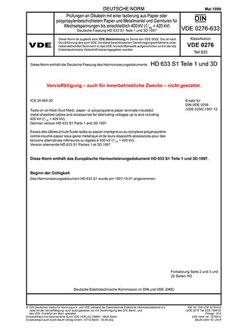 DIN VDE 0276-633 VDE 0276-633:1999-05 - Normen - VDE VERLAG