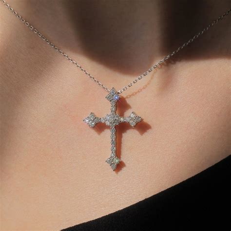 Diamond Cross Necklace - Etsy