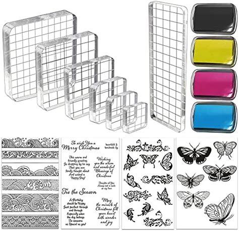 Amazon Mudder Pieces Acrylic Stamp Blocks Set Clear Stamping