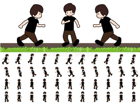 Phases Of Step Movements Man In Running Walk Sequence For Game ...