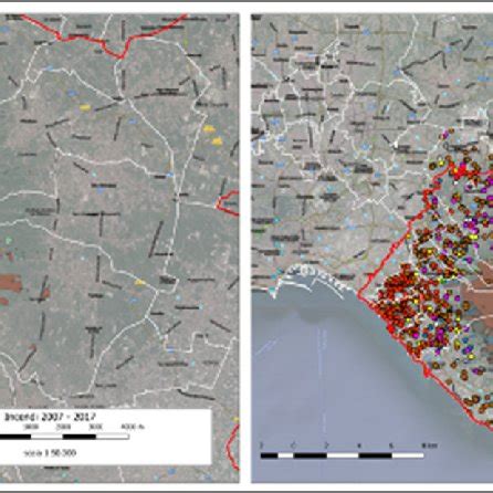 Map of the territories surrounding Mount Vesuvius, reporting fire risk ...