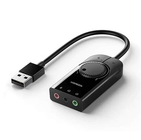 Внешняя звуковая карта UGREEN CM129 USB с регулятором громкости 1м ...