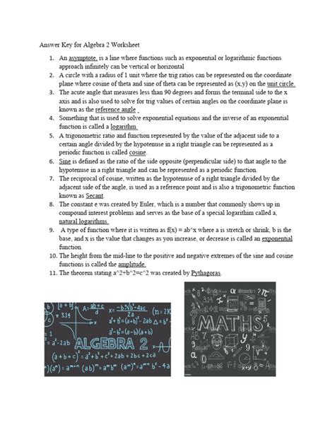 Algebra 2 Answer Key Pdf