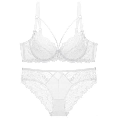 Ensemble Lingerie Marque Dentelle Sexy Ultra Fine Blanc Tissu Respirant Femme Blanc