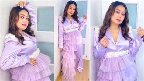 Neha Kakkar Is A Hot Diva In Flurry Purple Pant Suit In The Latest Bold Photoshoot