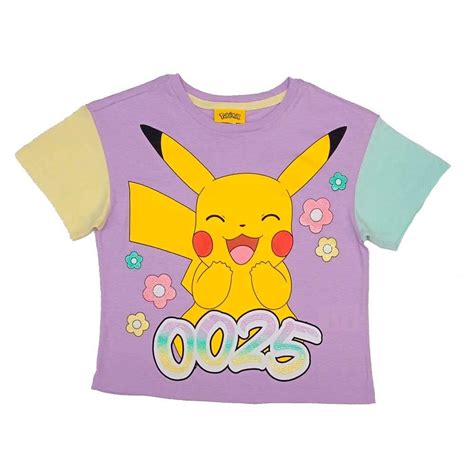 Playera Pok Mon Talla Cuello Redondo Manga Corta Dise O Pikachu Lila