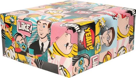 3x Inpakpapier Cadeaupapier Gekleurd Met Comic Book Strip Boek