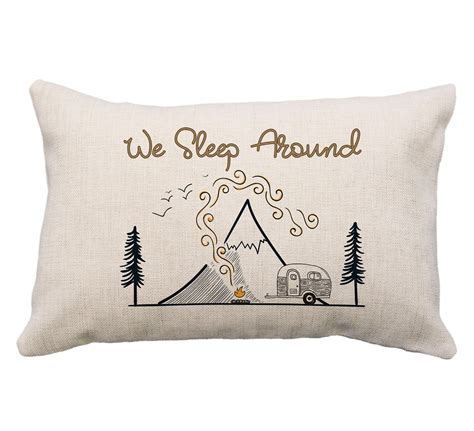 We Sleep Around Camper Pillow Or Cover 12x18 Happy Camper Etsy