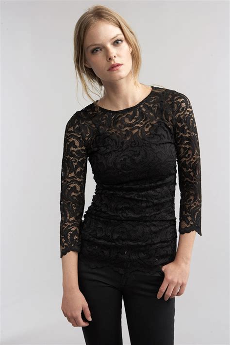 Velvet By Graham And Spencer Remly Stretch Lace Top In Black Lyst