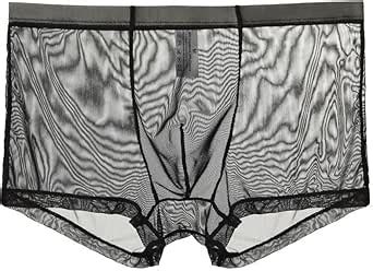 MEOILCE Mens Sissy Lingerie For Sex Naughty Sexy Mesh See Thru Boxer Shorts Low Rise Breathable