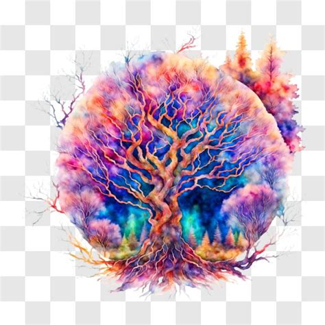 Download Abstract Tree Watercolor Painting PNG Online - Creative Fabrica