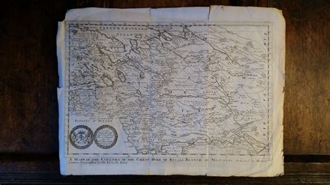 1670 Large Antique Copper Plate Map Blome Estates Of The Great Duke