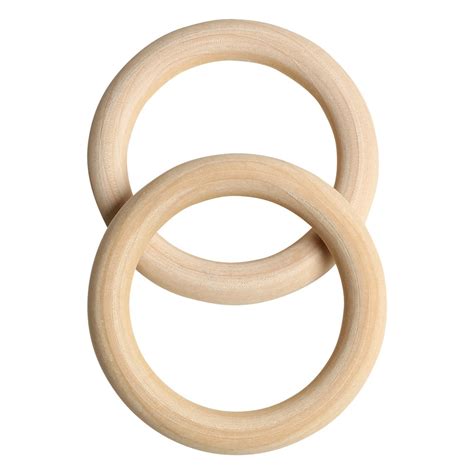 Wooden Teething Ring 68 Mm For Baby Rattle With Crochet Amigurumi X2