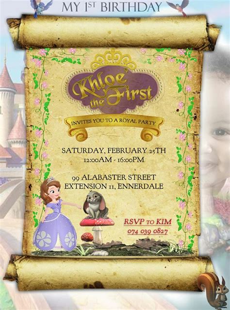 Sofia the first birthday invitation | First birthday invitations ...