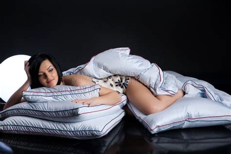 Woman Blanket And Pillows Stock Image Image Of Head 9876791