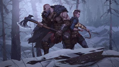 Kratos Atreus Atreus Kratos Game Art God Of War