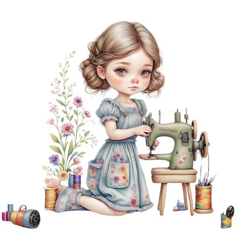 Premium Photo | Little girl illustration cute watercolor clipart